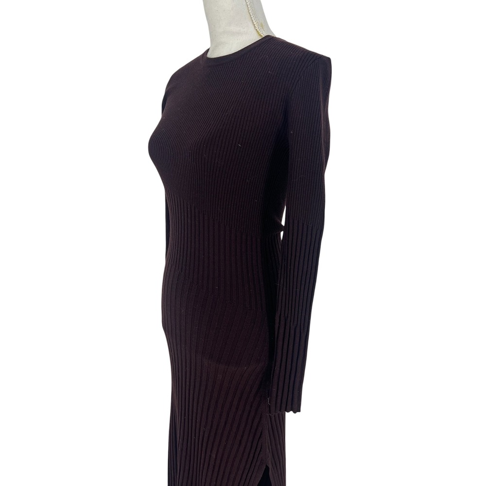 A.L.C. Emmalynn Rib Knit Merino Wool Midi Dress Brown Size Small - Picture 8 of 16